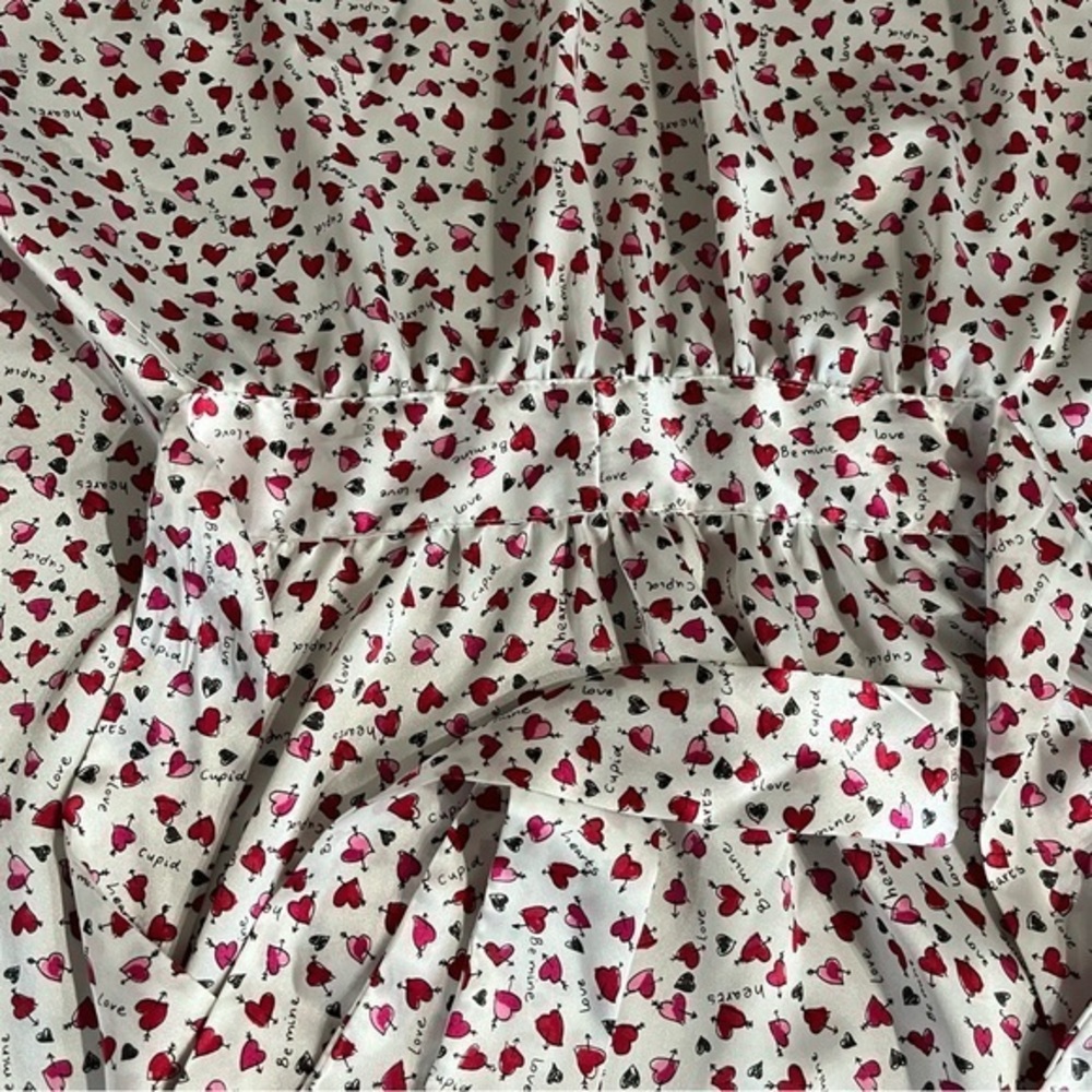 Vintage Kathryn Short Robe‎ Women M Satin Cupid Hearts Love Red White Valentines - Picture 8 of 13